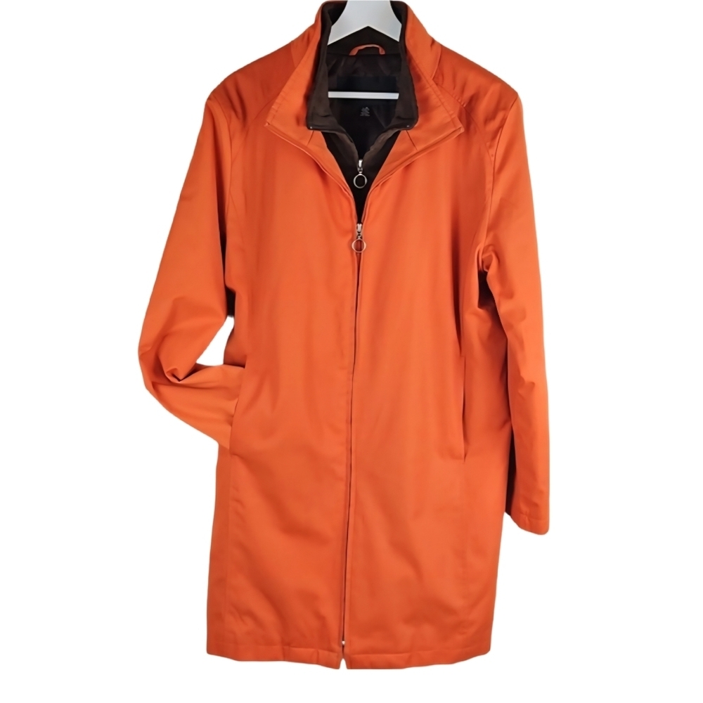 Weatherproof Garment Company Orange Insulated Double Layer Zip-Up Coat Jacket, L